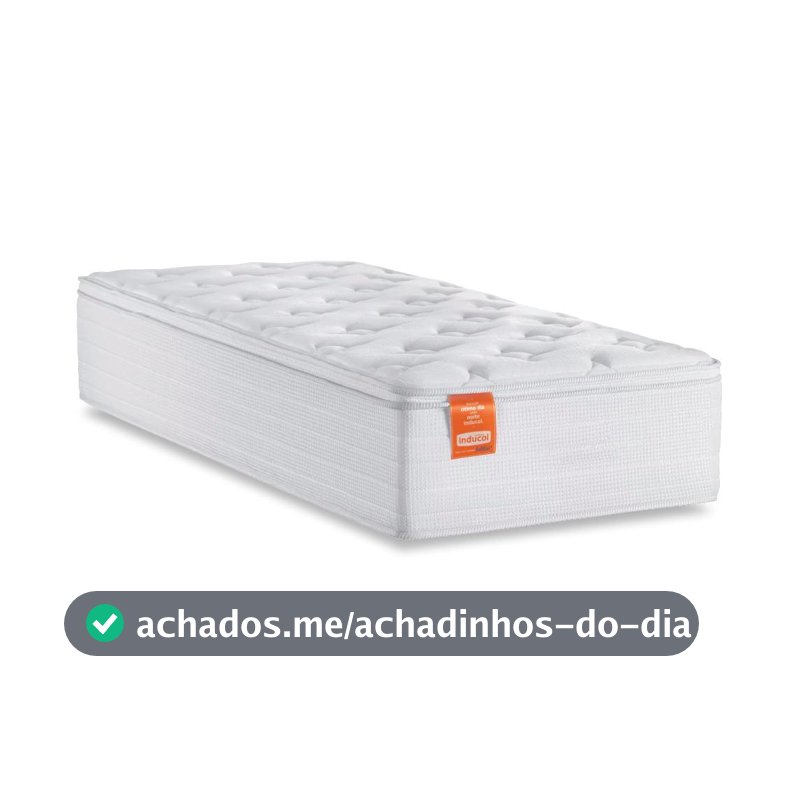 Colchão Solteiro Molas Ensacadas Real Pillow Top 88x188x27cm Branco Inducol