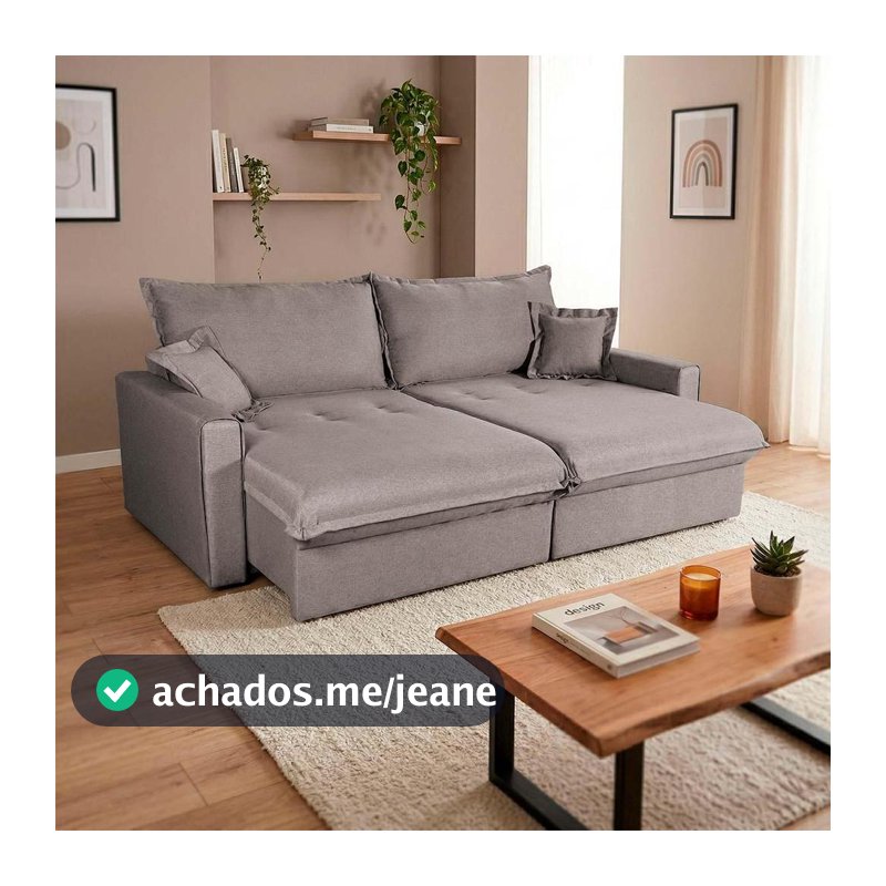 Sofá Cama Lume Sem Caixa 2,10m Linho Marrom - King House