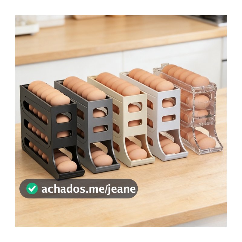 Organizador de Ovos Rolante Suporte 4 Andares Dispenser 30 Ovos Organizador de Geladeira
