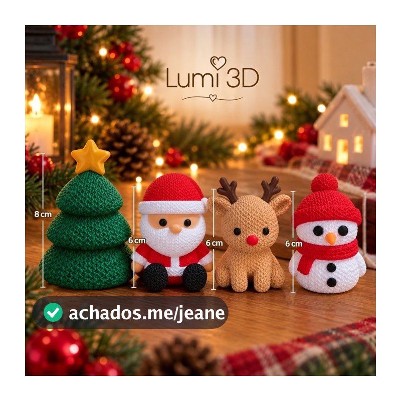 Decoração Natal |  Kit Natalino 3D Papai Noel, Árvore de Natal, Rena e Boneco de Neve