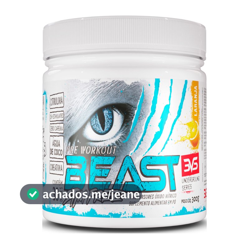 PRÉ TREINO BEAST SEM CAFEÍNA 300g - Fórmula Exclusiva com Citrulina, Beta Alanina, Creatina e Mais