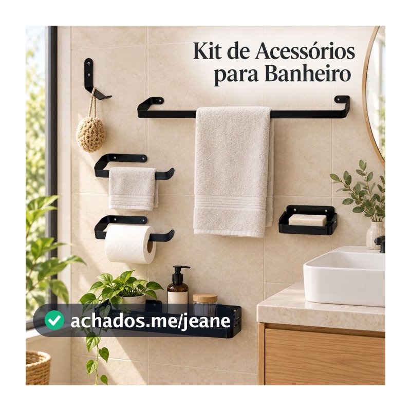 Acessórios Para Banheiro Kit c/ 6 Peças - Porta Shampoo Porta Toalha Porta Sabonete -AV