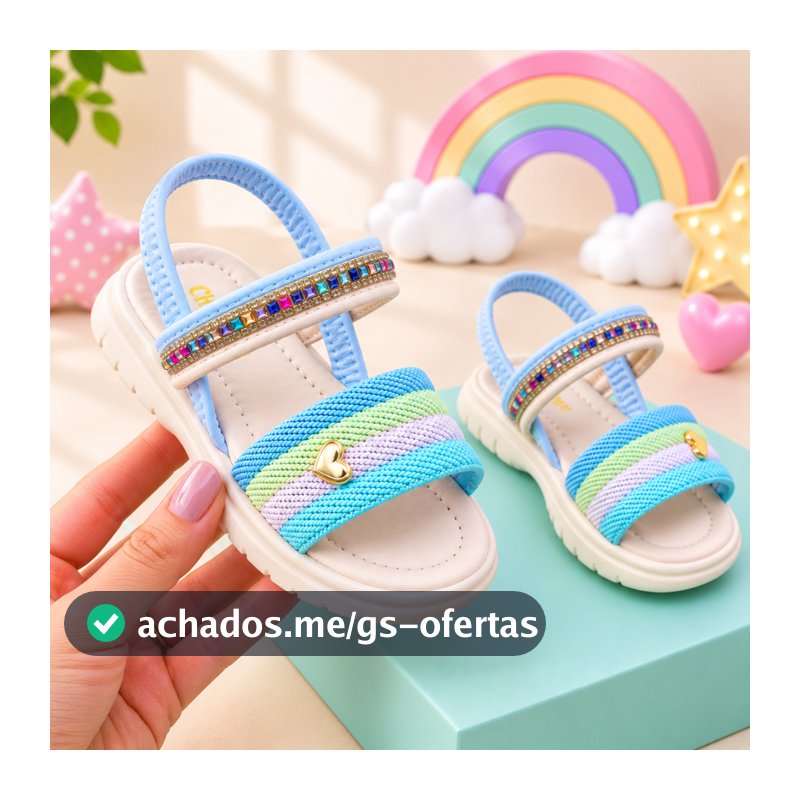Sandália Infantil Menina Feminina Brilho Strass Colorido