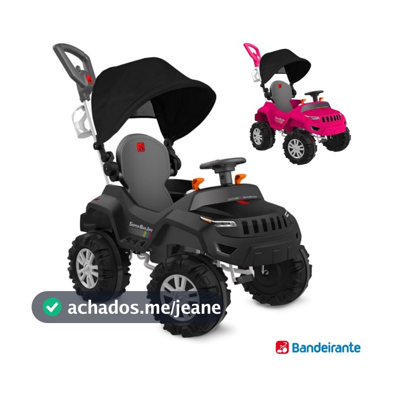 Carrinho De Passeio Infantil Jipe Bandeirante Com Som E Luz 2 Em 1 Empurrador Pedal Carro Brinquedo Para Crianças Bebê
