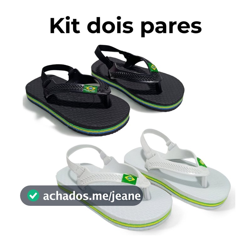 Kit 2 Pares Chinelo Sandália Bebê Menino Masculino Elástico Brasil