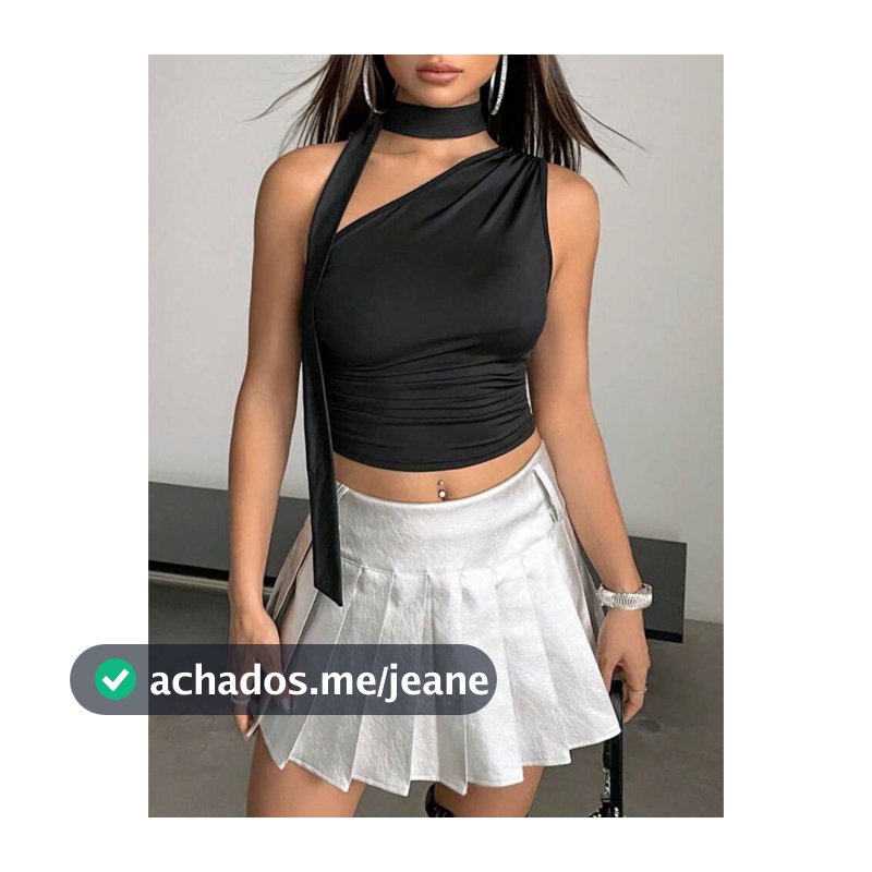 Cropped Feminino Scarf Laço Pescoço Amarração Faixa Gringo Paty Poliamida