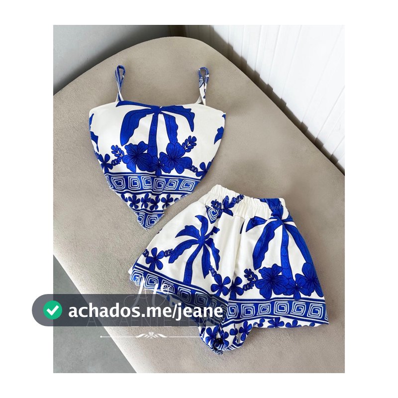 LANÇAMENTO CONJUNTO BLUSA PONTA E SHORT ESTAMPADO INSP P M G