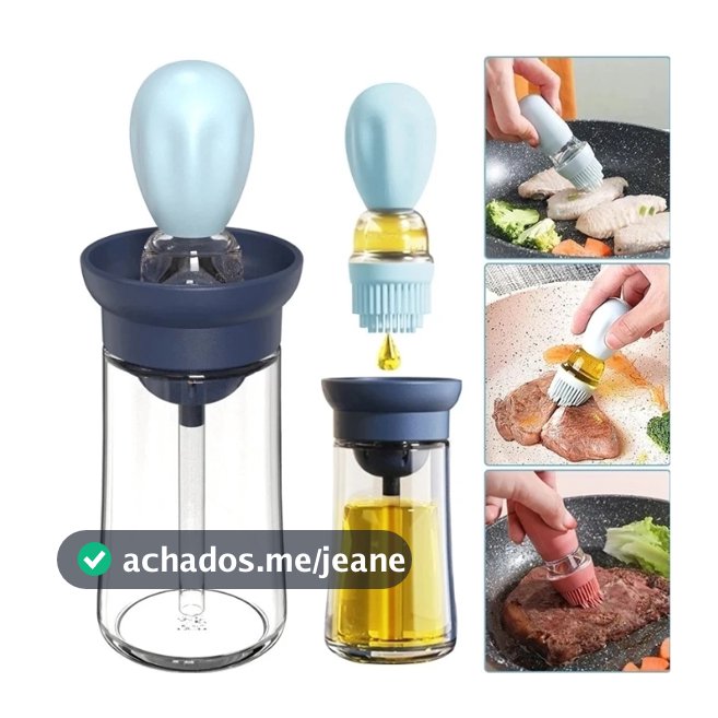 Porta azeite Dispenser Oleo Azeite Vinagre Com Pincel Culinário De Silicone