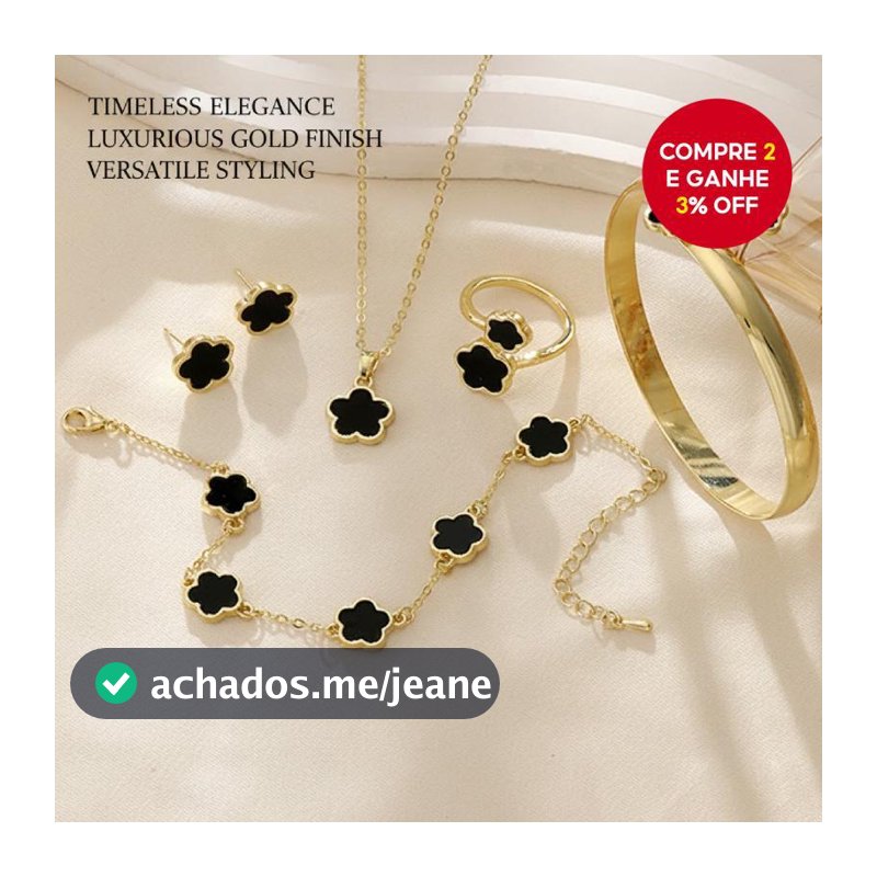 Colar Coreano De Cinco Flores 5 Peças Conjunto De Joias De Ouro Presente De Natal Para Amigos