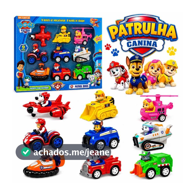 Kit Carrinhos Patrulha Canina Com 9 Carros De Fricção Brinquedo Infantil Premium - Envio Imediato
