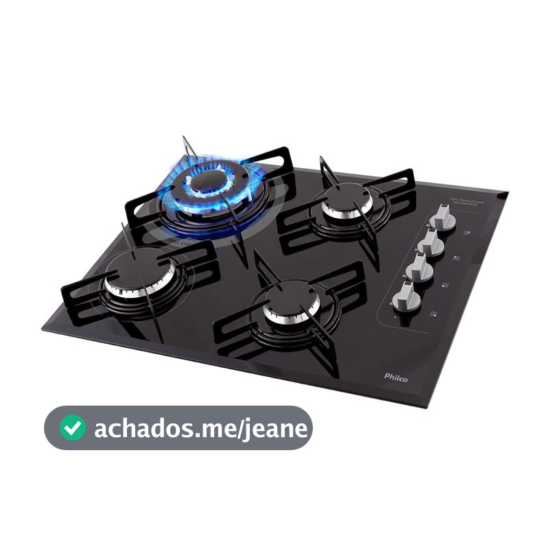 Cooktop a Gás Philco 4 Queimadores Superautomático PCT04TC Bivolt