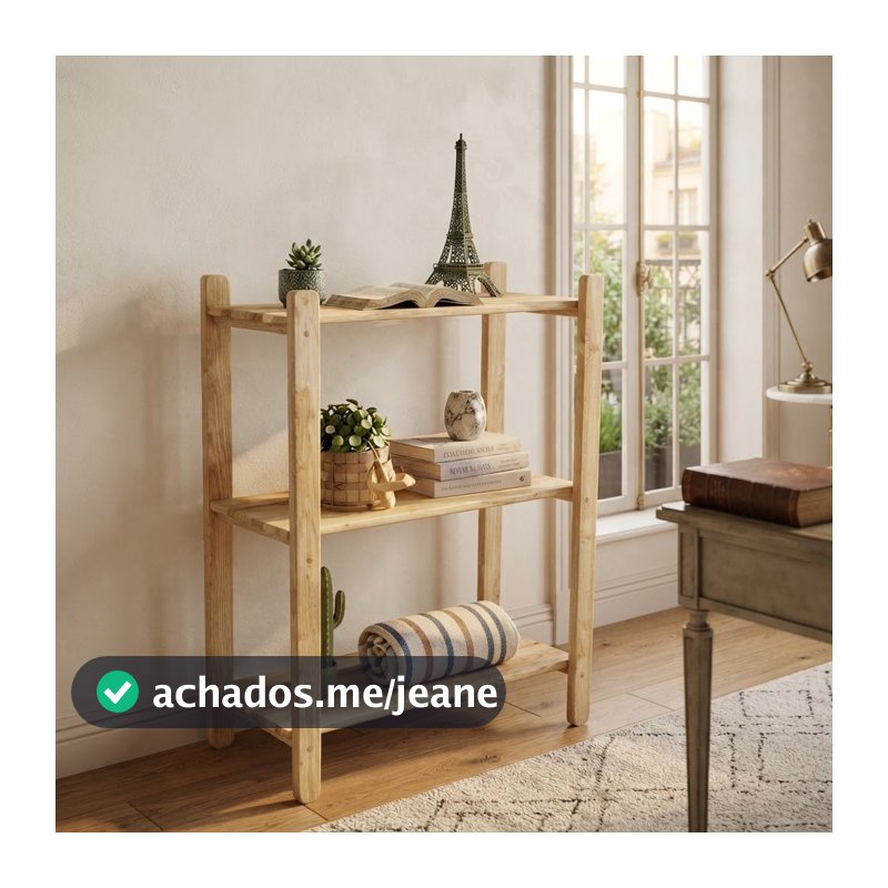Estante De Madeira Pés Palito 3 Prateleiras Treliça Organizadora Plantas Decoração Varanda