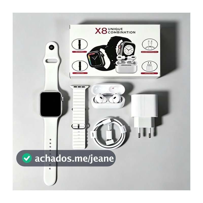 kit Smartwatch Relógio Inteligente 2026 Novo X8 2.2 Polegadas Para iOS Android Completo 6 Em 1 i13 TWS/Carregador