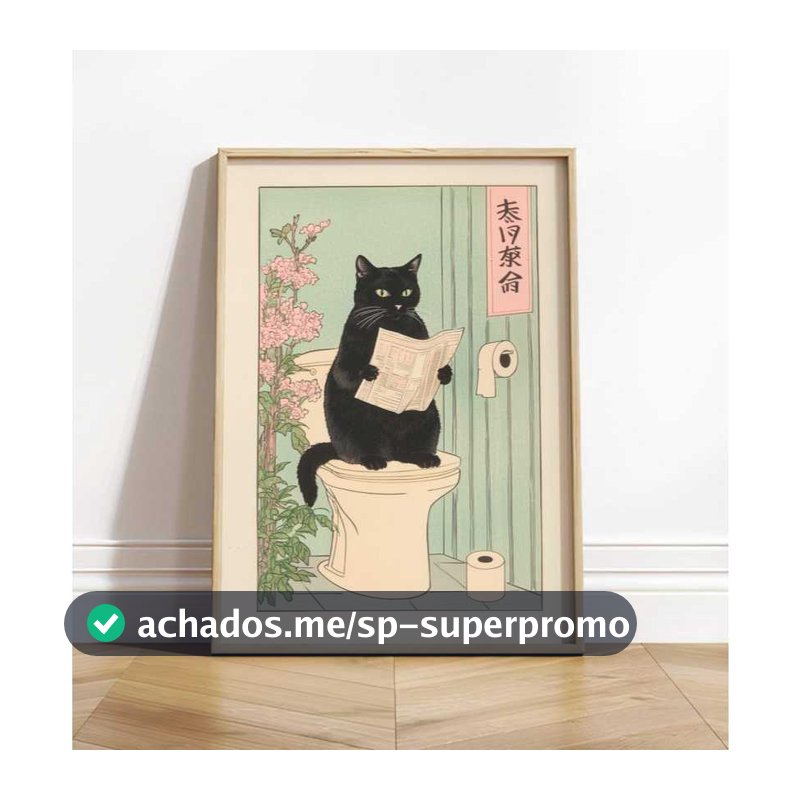 Quadro Decorativo Gato No Banheiro
