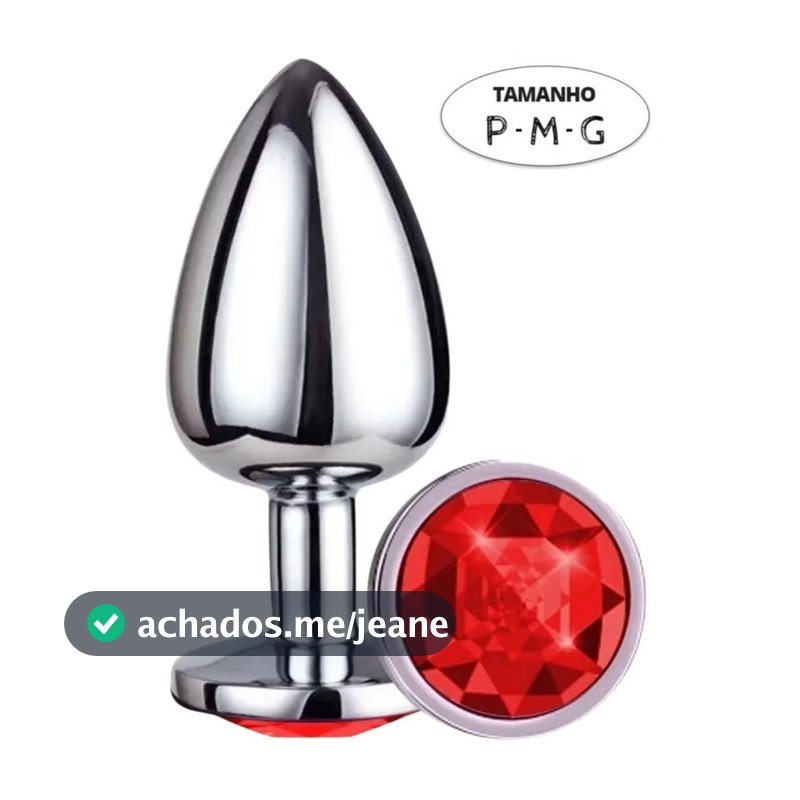 Plug Anal Inox Pedra Joia Tamanho P M G Excita Estimula Dilata Lubrifica Casal Fetiche Prazer Sex Shop GS-39