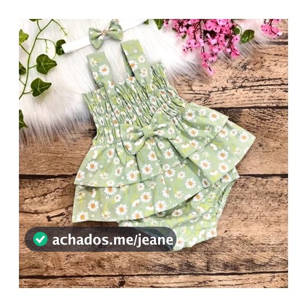 Body Vestido Bebe Menina 100% algodão tiara Tamanho 4 a 16 meses