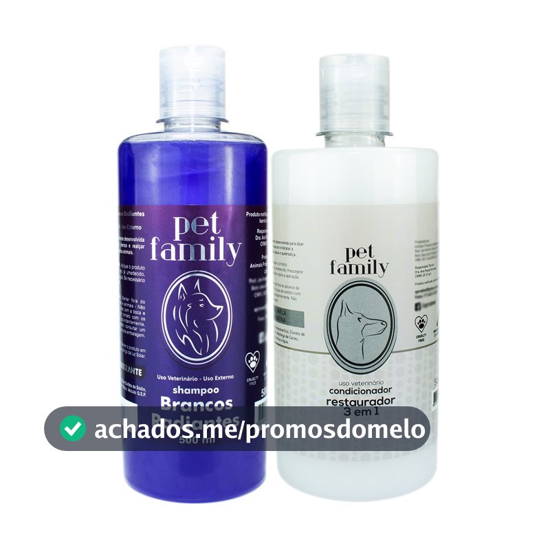 Kit Shampoo Branqueador Pet + Condicionador Restaurador 3x1 Para Cães E Gatos 500ml Profissional