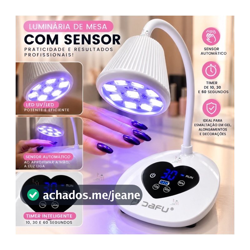 Lanterna Luminária De Mesa Para Unhas Com Sensor e Recarregável Led/Uv Nail Designer Alta Qualidade