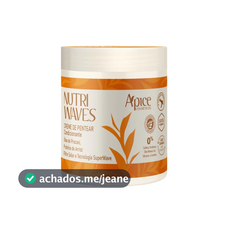 Creme De Pentear Nutri Waves Apice 500g Ação Condicionante Definição Dos Fios