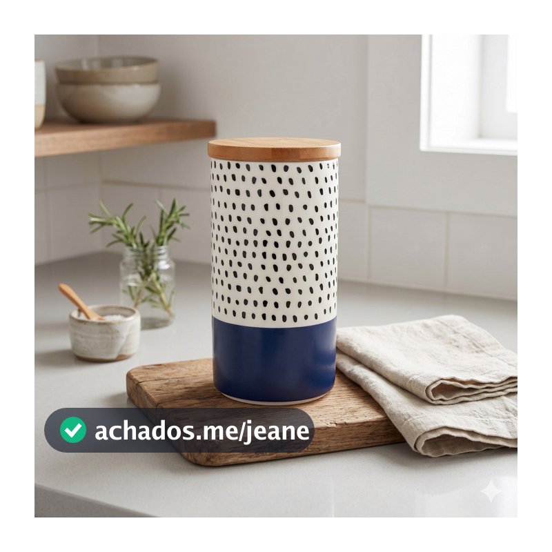 Pote Hermético 1500ml Azul Marinho Branco Poá para Cozinha