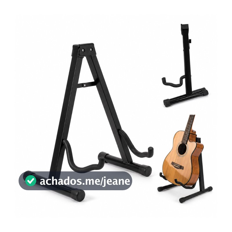 Suporte De Chão Para Violão Guitarra Baixo Universal Dobrável Base Antiderrapante Pedestal Portátil