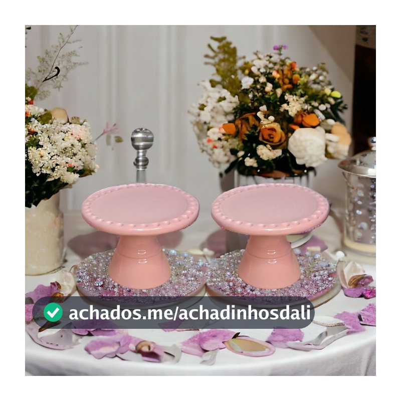 Kit c/ 2 Doceiras Pontilhadas Pequenas Redondas Cerâmica Decoração de Festa Aniversário Doces 9x13