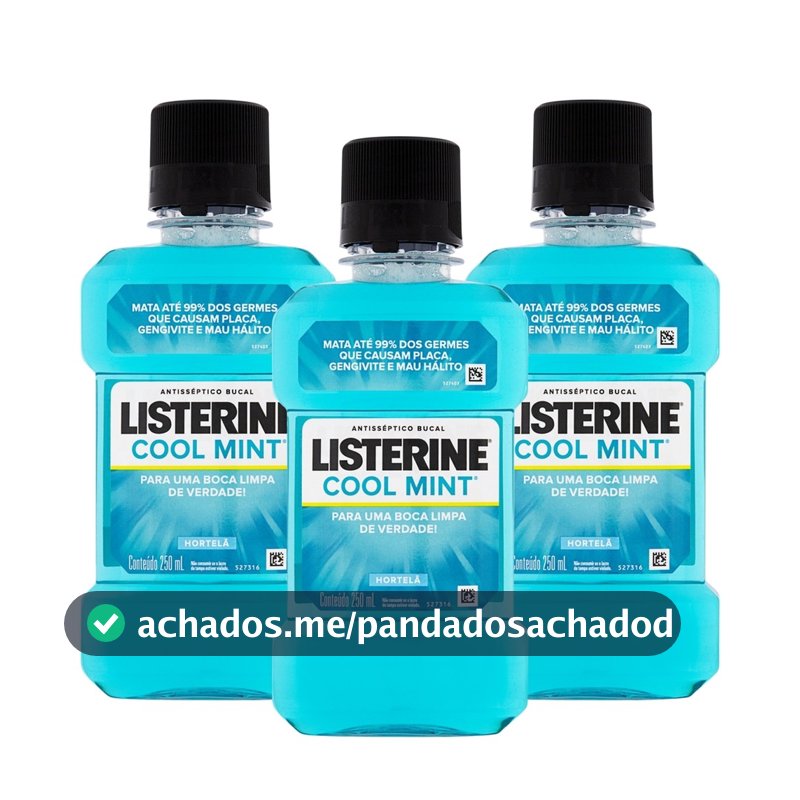 Kit 3 und Antisséptico Bucal Listerine Cool Mint 250ml