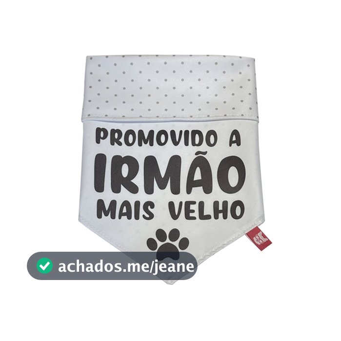 Bandana Pet Promovido A Irmão Mais Velho Dupla Face - Branco