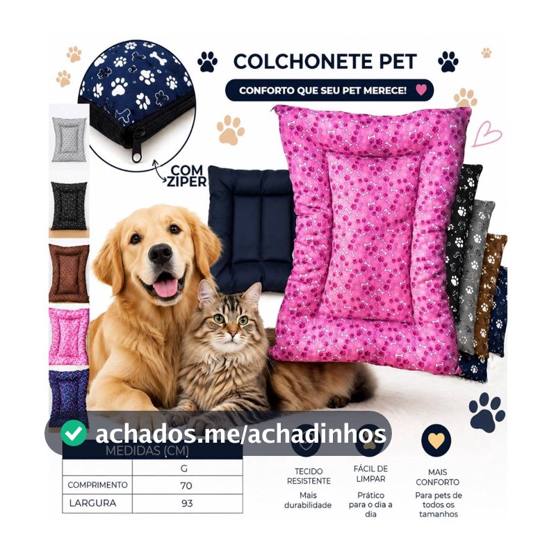 Cama Colchonete para pet Cachorro Gato Grande 93 x 70 cm