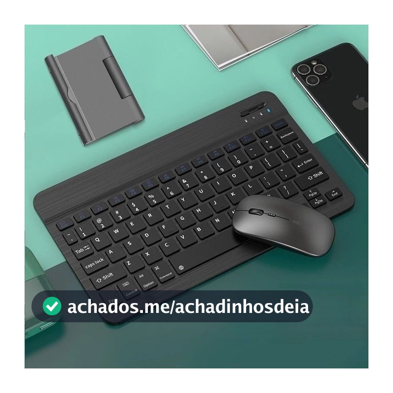 Kit Teclado e Mouse Sem Fio Bluetooth  Colorido Compatível com Android iOS e Windows