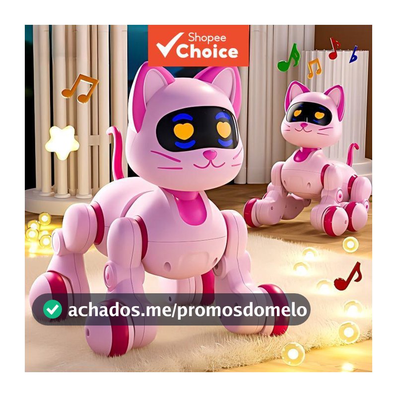 Gato Robô RC Rosa e Fofo com Luzes LED que Brilham, Pet Interativo com Sensores de Gestos, Presente STEM para Meninas de