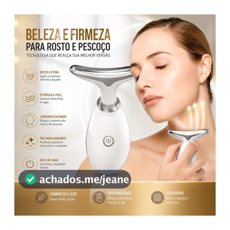 Massageador Anti-Rugas Rosto E Pescoço Levantamento Pele Firmeza 3 Led Portátil Cores Sortidas Envio Imediato