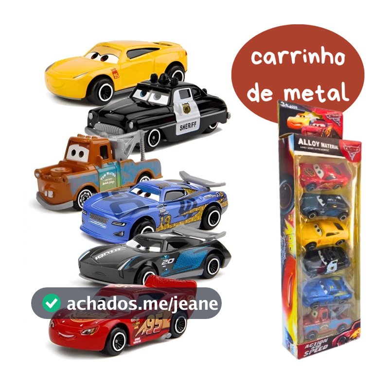 Kit 6 Carrinhos Relampago MCqueen De Metal Carrinhos de Ferro Resistente Miniatura Coleção
