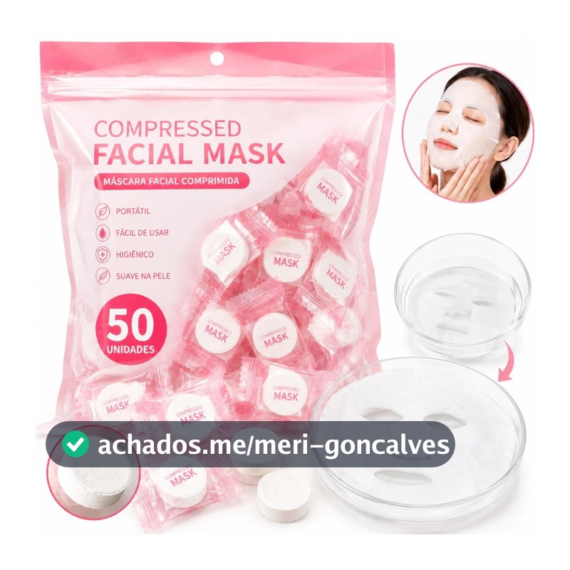 Kits com 50 ou 100 Máscaras Facial Comprimida Pastilhas de Algodão para Sérum Skincare