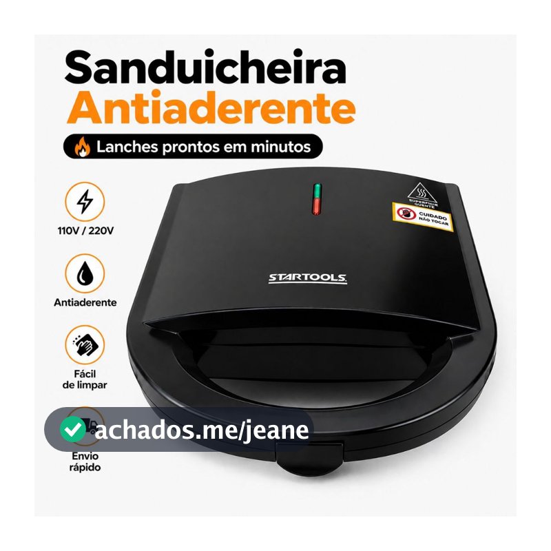 Sanduicheira  Torradeira Elétrica Antiaderente Grill Misto Quente Compacta
