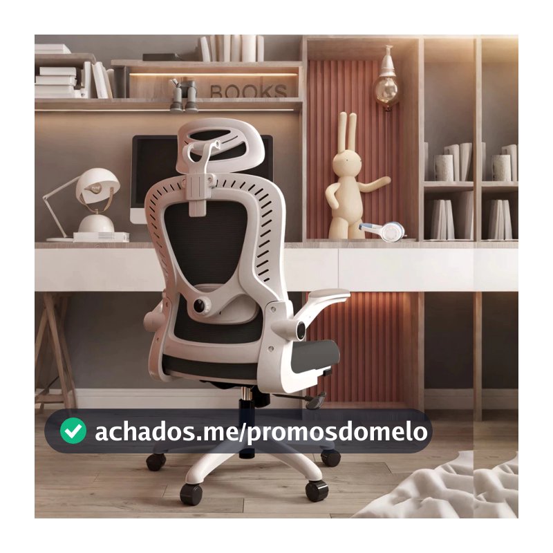 Cadeira de Escritório Ergonômica Com Apoio Lombar e Apoio de Cabeça Cinza com Estofado de Mesh