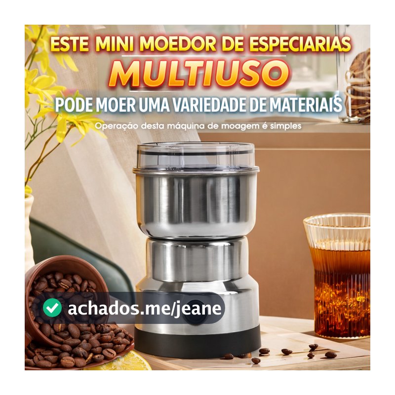 Moedor Elétrico Café Grãos Inox 150W Multifuncional 110V 220V Compacto Potente Profissional