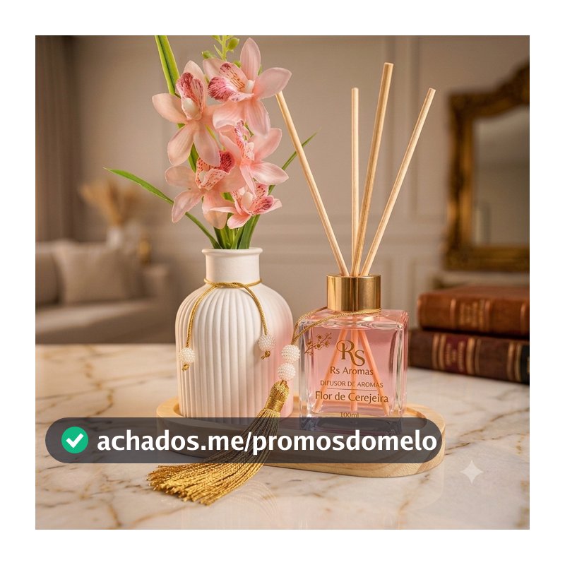 Kit Decorativo Luxo Difusor de Aromas + Vaso de Gesso com Flor Artificial Decoração Moderna