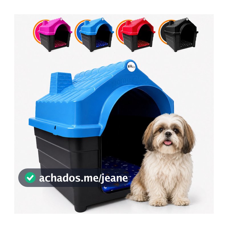 Casinha Plástica Cachorro N5 e N6 Porte Pequeno Médio Com Colchonete