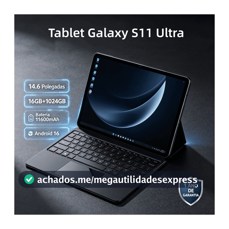 【Teclado e mouse grátis】Tablet Galaxy S11 Ultra 14,6 polegadas, 16 GB + 1024 GB, bateria de 11.600 mAh, Gemini AI, 5G