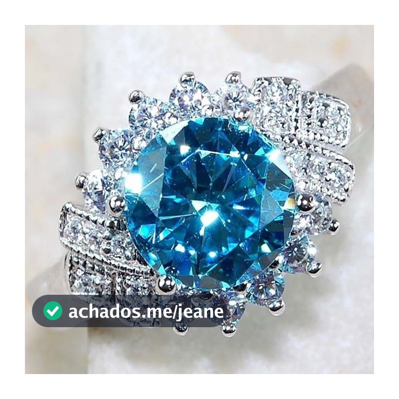 Conjunto Com Anel De Zircônia Azul , Proposta De Menina Elegante Tamanho 5-12 SJ1015006