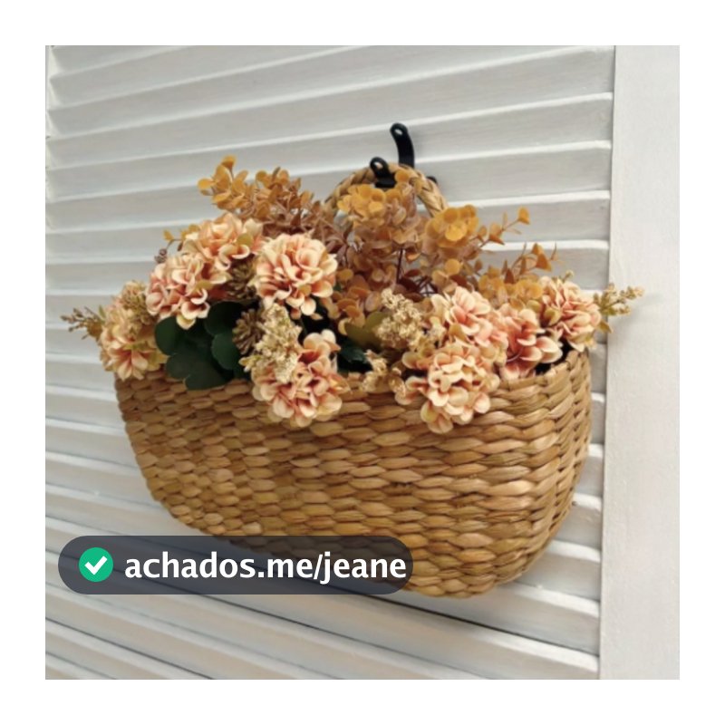 Floreira Rustica com Alça para Parede Taboa Natural 30X10X13CM