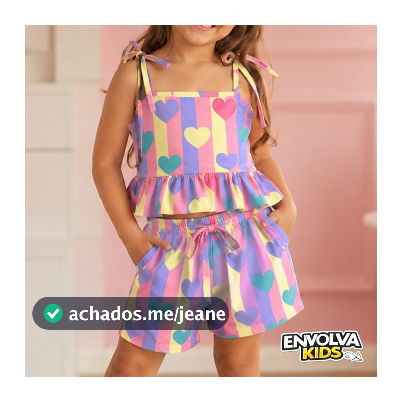 Conjunto Infantil Menina Verão Fresquinho Confortável Colorido