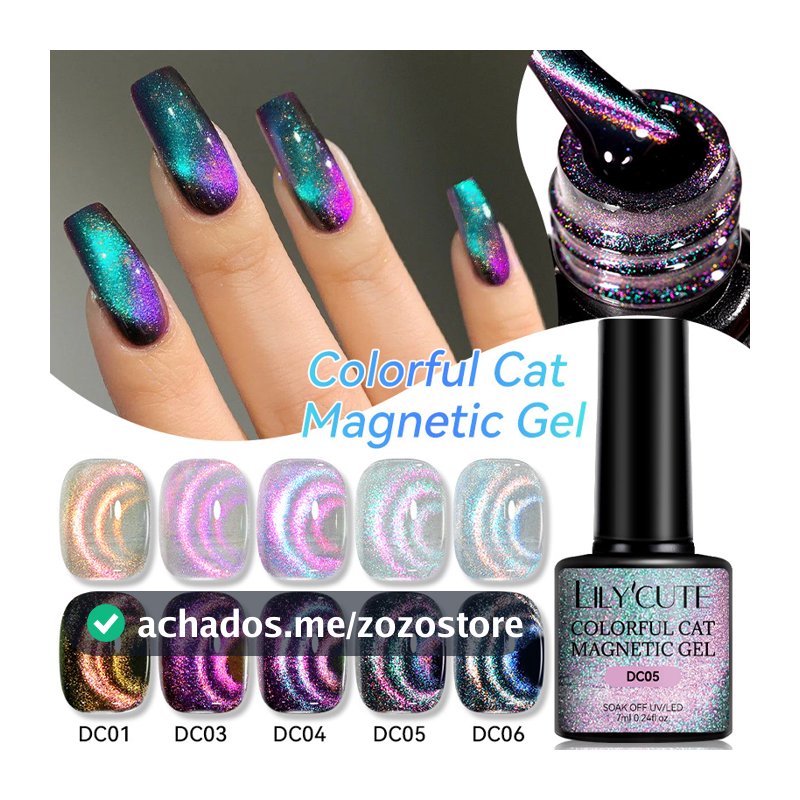 LILYCUTE Colorido Gato Magnético Unhas Gel Psicodélico Aqua Verde 6 Cores Glitter UV LED Verniz Para Arte Em