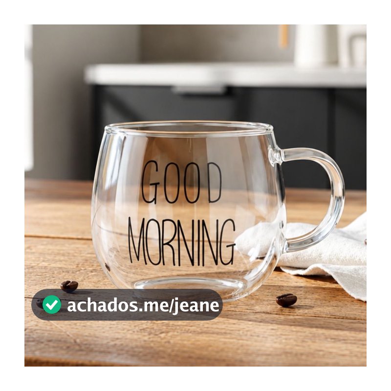 Caneca de Vidro Good Morning Transparente 380ml Duhome Elegante Resistente para Café Chá Cappuccino Leite Suco Cozinha M