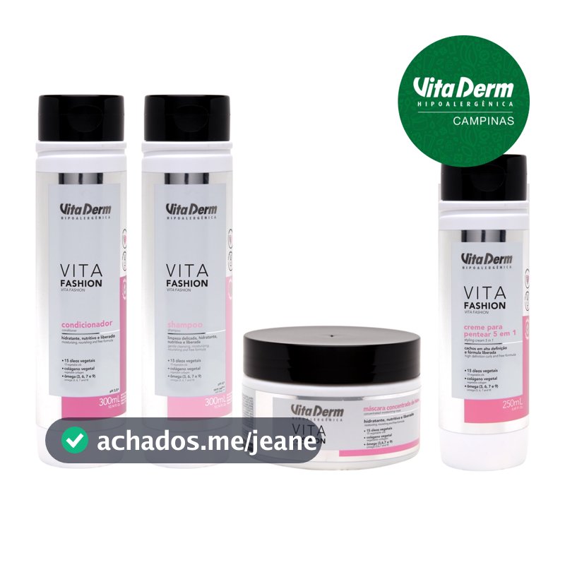 Kit Capilar Vita Fashion Vita Derm Hidratação, Nutrição e Limpeza