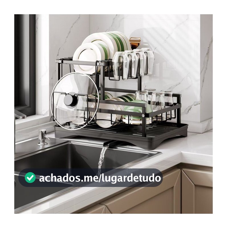 Escorredor de Louças Rack Aço Carbono Organizador Preto