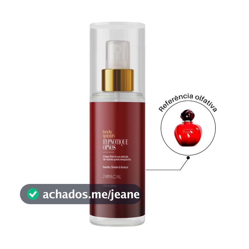 BODY SPLASH FEMININO HYPNOTIQUE OPNOS 200ML - PRIMACIAL PERFUME ABAUNILHADO E FLORAL