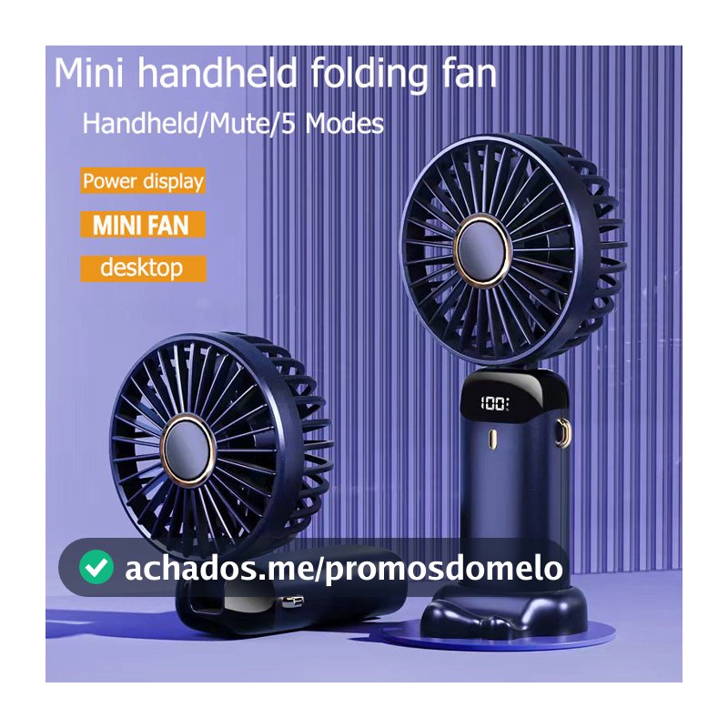 Ventilador Portátil  5 Modos mini Pequeno Dobrável  digital De Escritório Presente