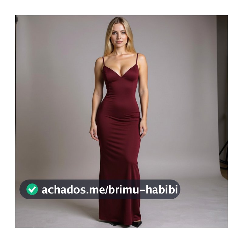 Vestido Longo de Festa – Suplex com Decote V Feminino Elegante